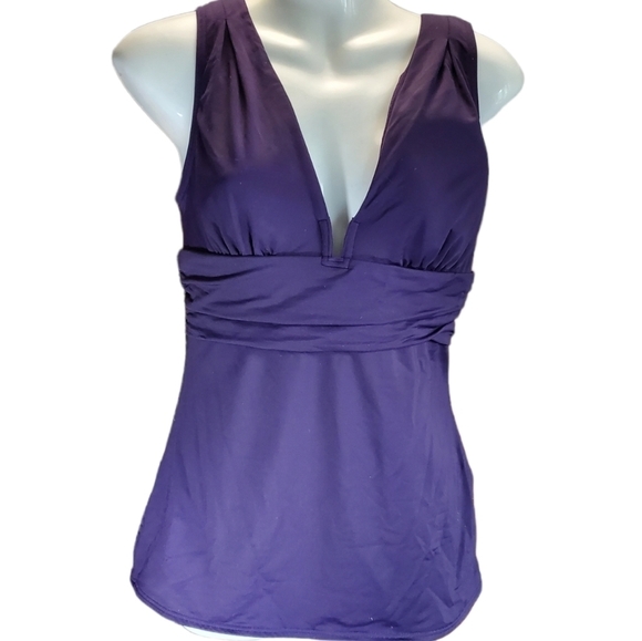 CONTOURS BY COCO REEF purple plunge tankini swim top 10 34 B/C - Picture 1 of 6